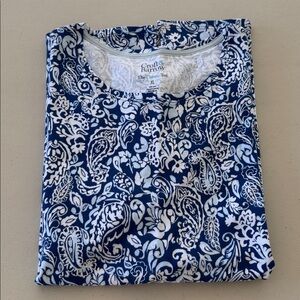 croft & barrow Navy and White Paisley Short Sleeve Tee